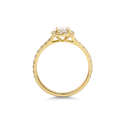1.0 Ct Oval Cut Halo D- VVS Lab Grown Diamond Pave Engagement Ring