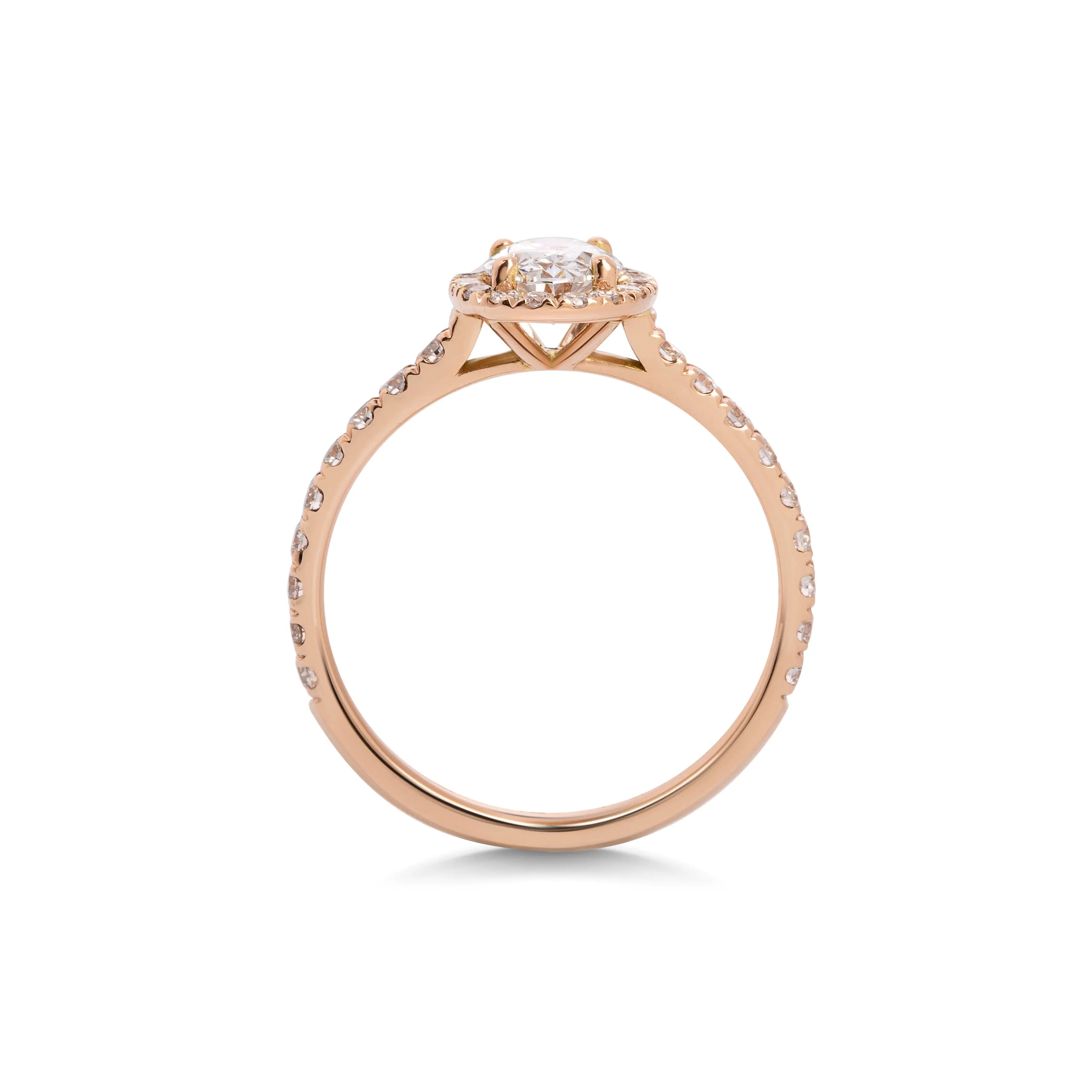 1.0 Ct Oval Cut Halo D- VVS Lab Grown Diamond Pave Engagement Ring