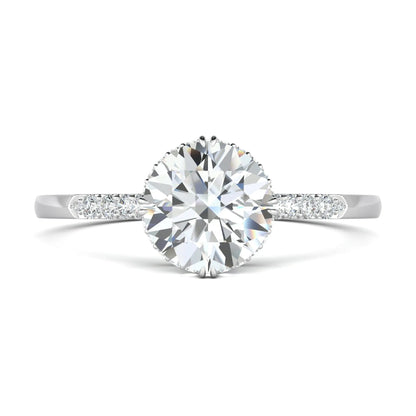 1.0 Ct Round D- VVS Lab Grown Diamond Hidden Halo Engagement Ring
