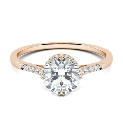 1.0 Ct Round D- VVS Lab Grown Diamond Hidden Halo Engagement Ring