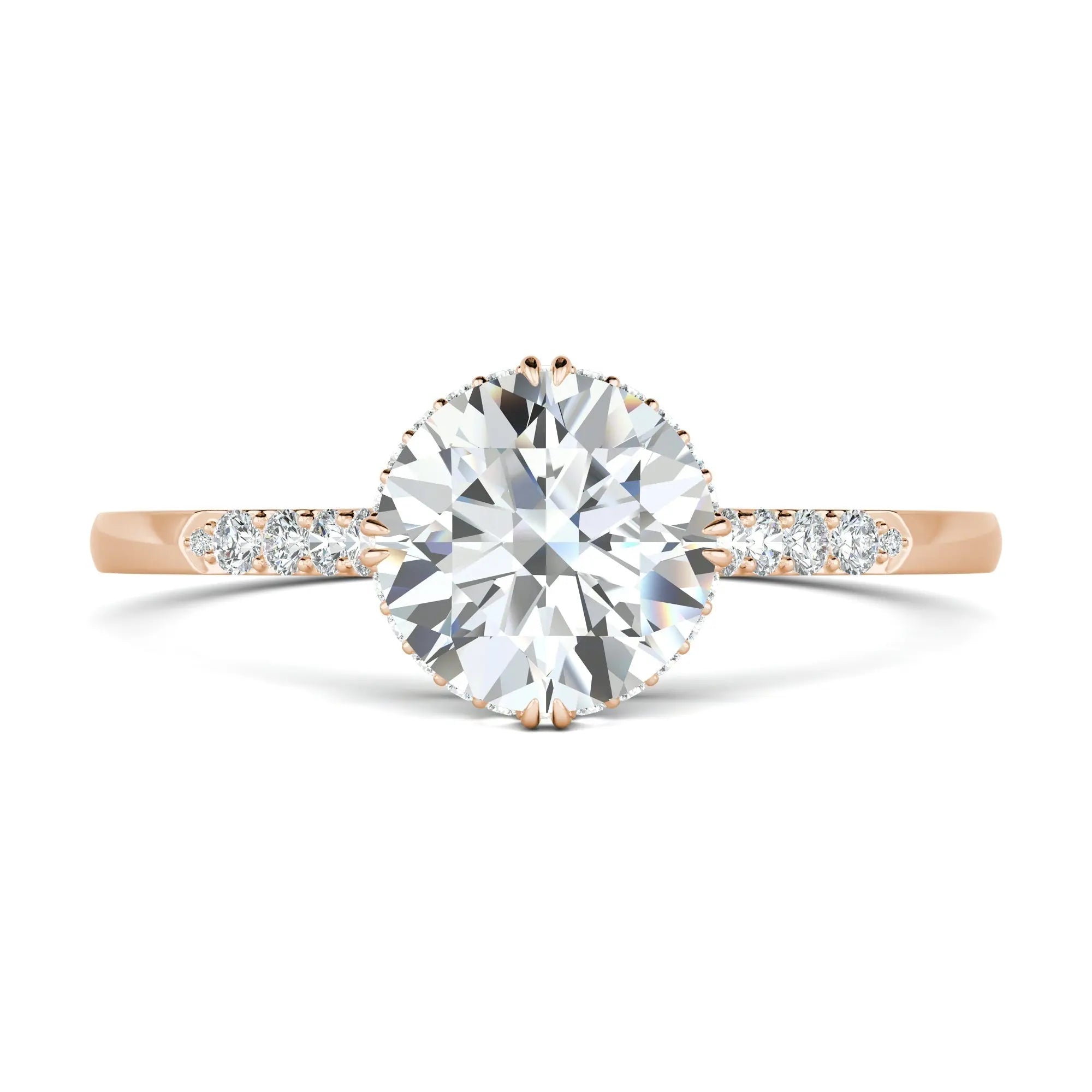 1.0 Ct Round D- VVS Lab Grown Diamond Hidden Halo Engagement Ring