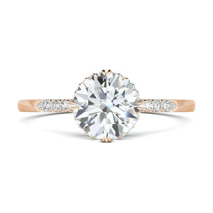 1.0 Ct Round D- VVS Lab Grown Diamond Hidden Halo Engagement Ring