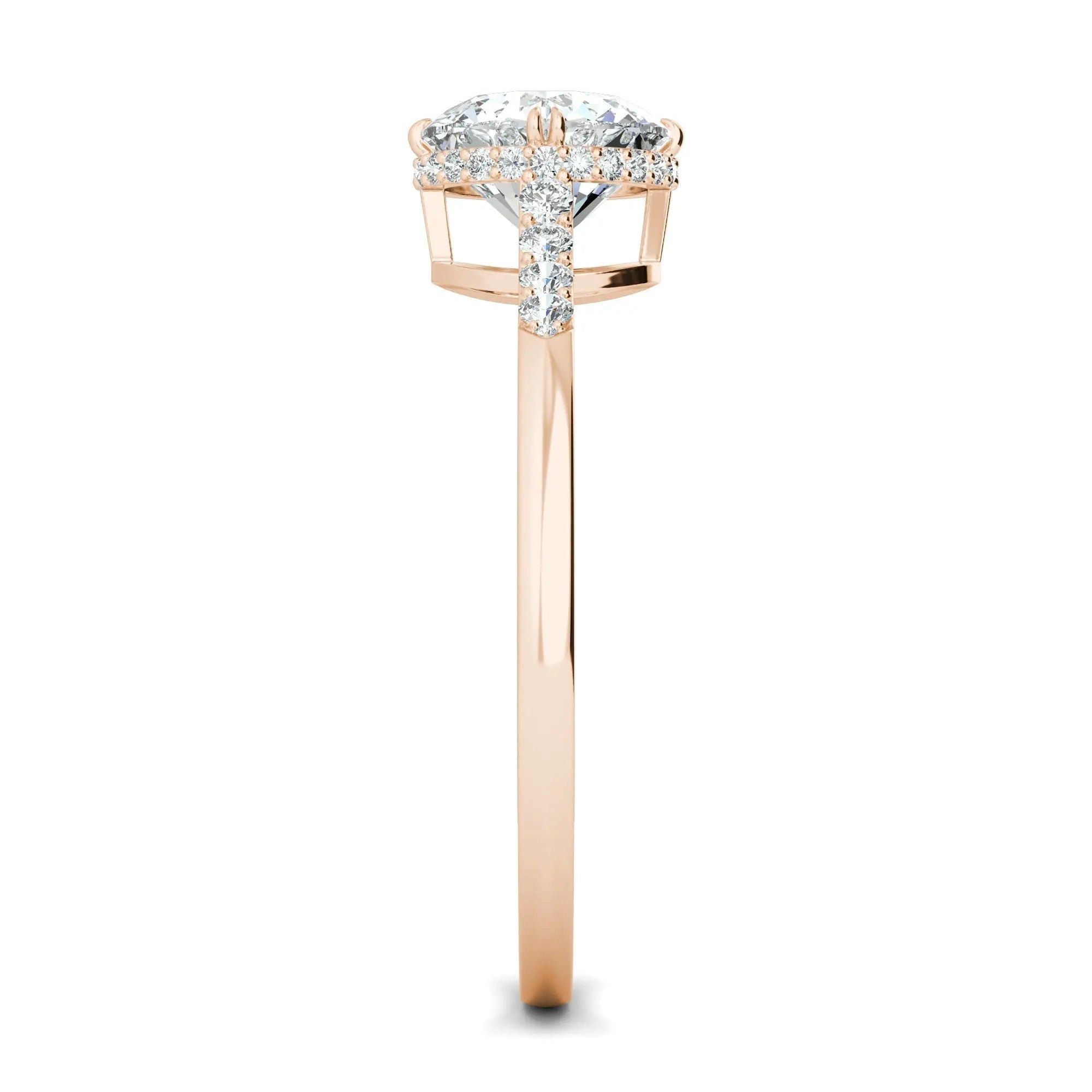 1.0 Ct Round D- VVS Lab Grown Diamond Hidden Halo Engagement Ring