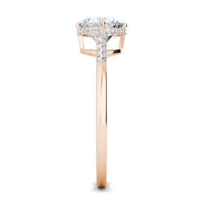 1.0 Ct Round D- VVS Lab Grown Diamond Hidden Halo Engagement Ring