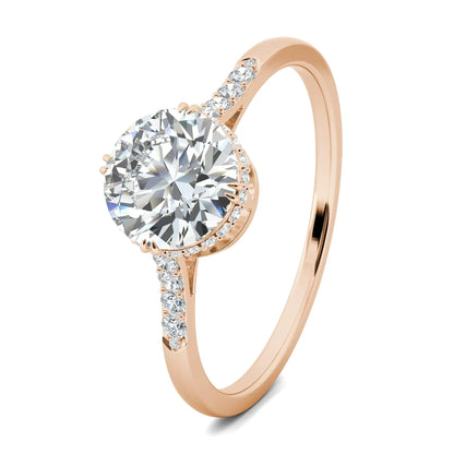 1.0 Ct Round D- VVS Lab Grown Diamond Hidden Halo Engagement Ring