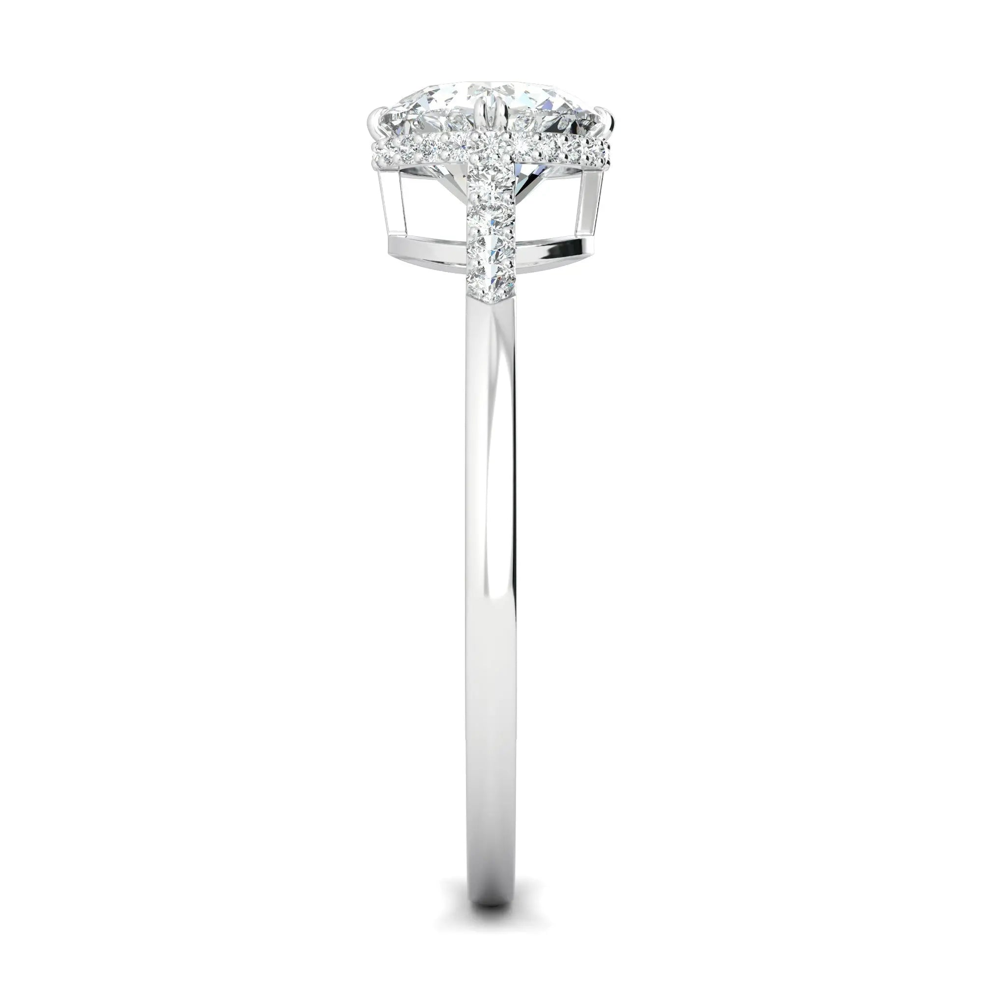 1.0 Ct Round D- VVS Lab Grown Diamond Hidden Halo Engagement Ring