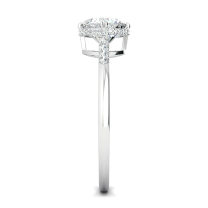 1.0 Ct Round D- VVS Lab Grown Diamond Hidden Halo Engagement Ring