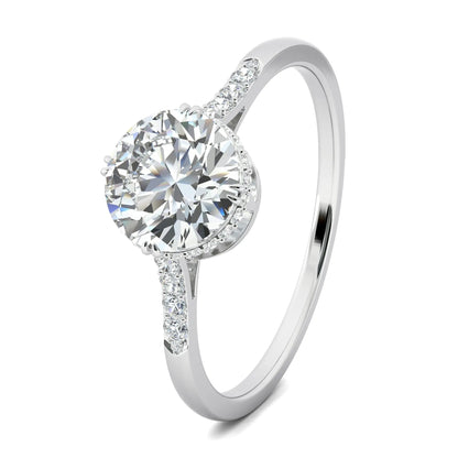 1.0 Ct Round D- VVS Lab Grown Diamond Hidden Halo Engagement Ring