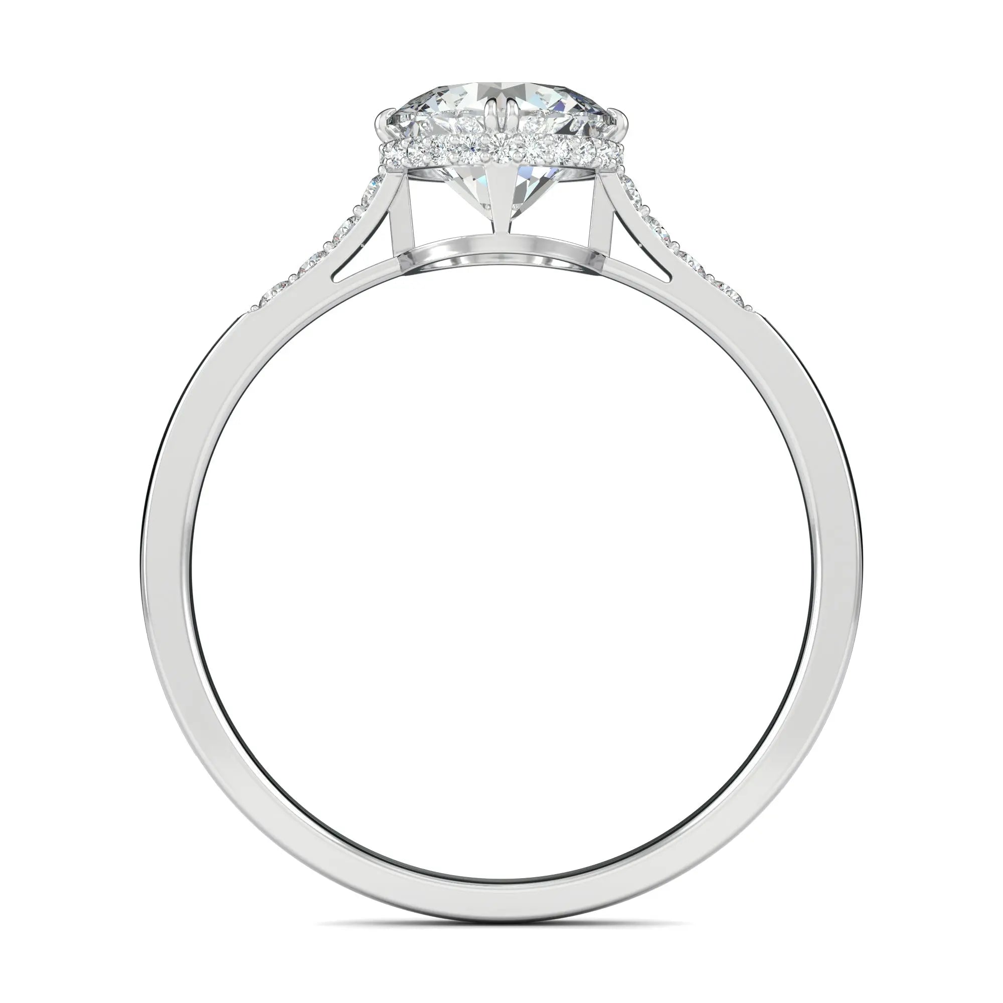 1.0 Ct Round D- VVS Lab Grown Diamond Hidden Halo Engagement Ring