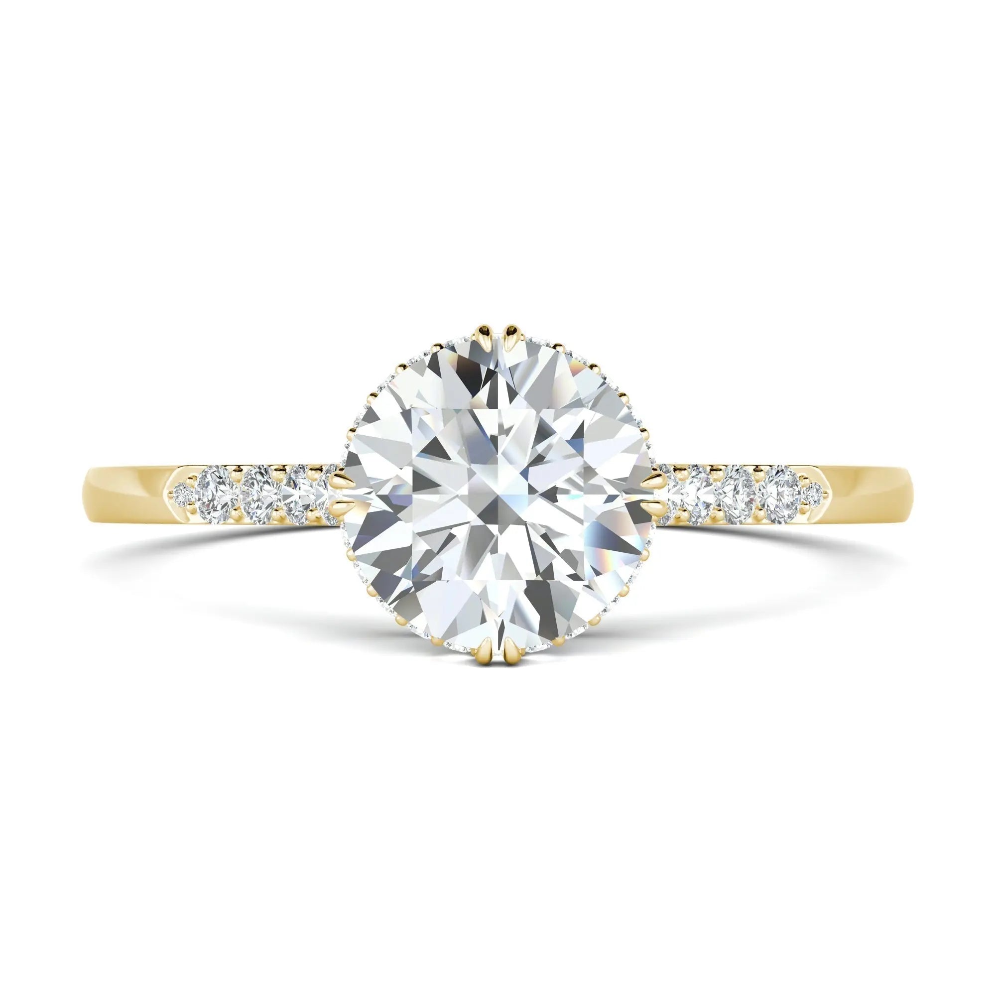 1.0 Ct Round D- VVS Lab Grown Diamond Hidden Halo Engagement Ring