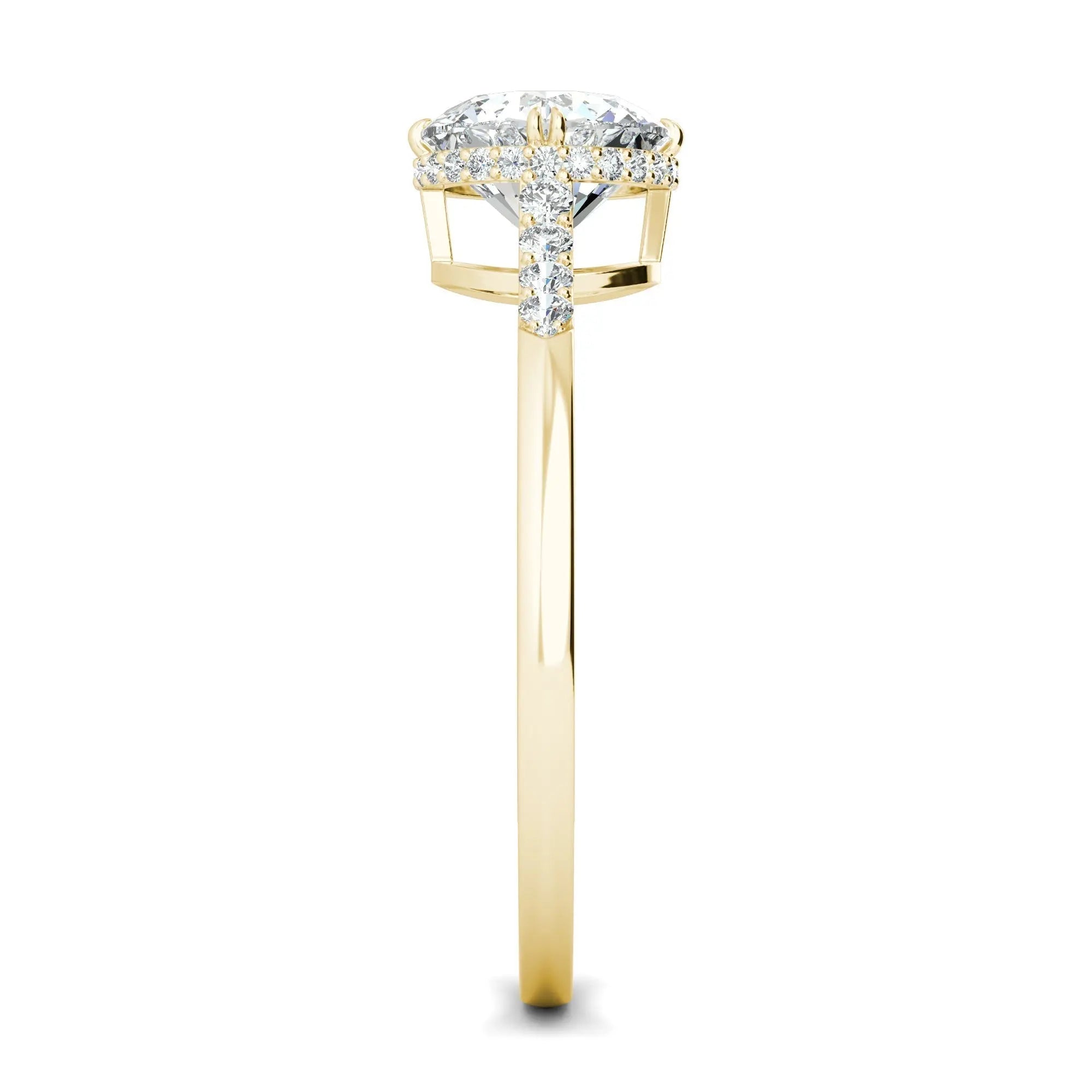 1.0 Ct Round D- VVS Lab Grown Diamond Hidden Halo Engagement Ring