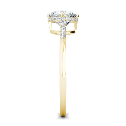 1.0 Ct Round D- VVS Lab Grown Diamond Hidden Halo Engagement Ring