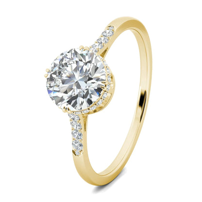 1.0 Ct Round D- VVS Lab Grown Diamond Hidden Halo Engagement Ring