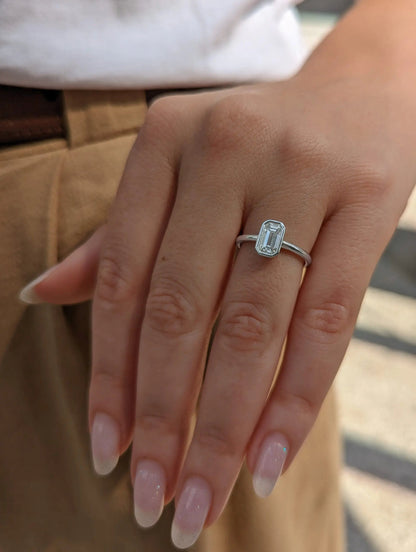 2.0 Ct Bezel Set Emerald D- VVS Lab Grown Diamond Solitaire Engagement Ring