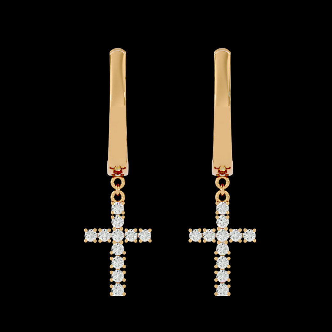 Round VVS Moissanite Diamond Cross Iced Errings for Unisex