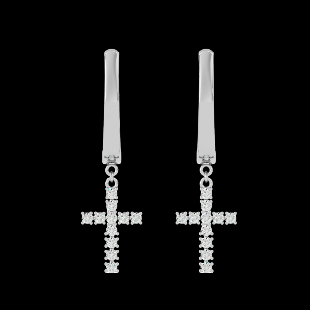 Round VVS Moissanite Diamond Cross Iced Errings for Unisex