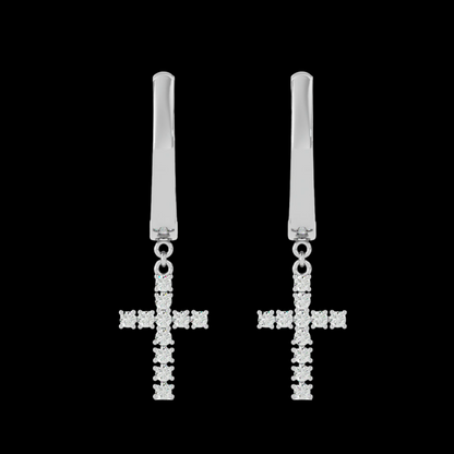 Round VVS Moissanite Diamond Cross Iced Errings for Unisex