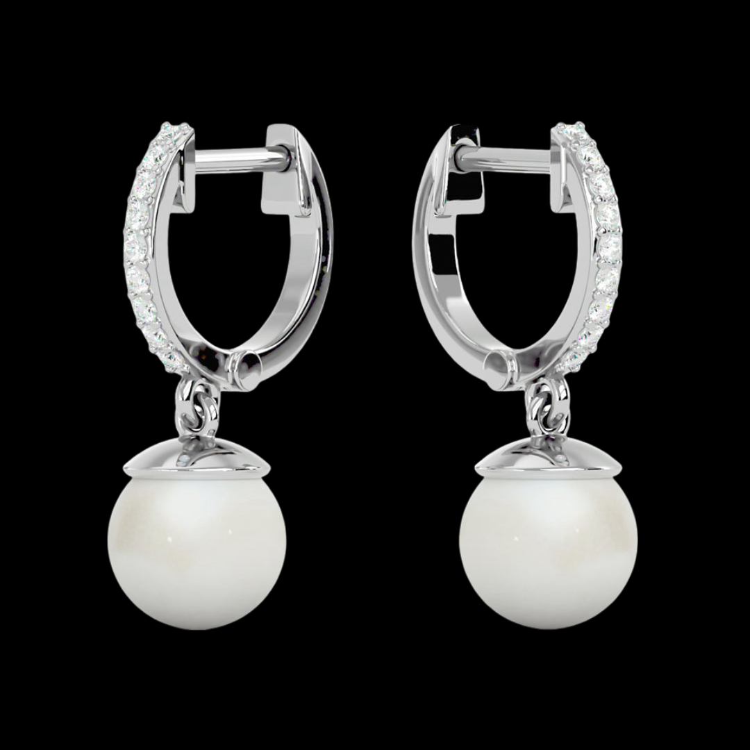 Round Cut VVS Moissanite Diamond Hook Pearl Beautiful Women's Errings