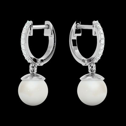 Round Cut VVS Moissanite Diamond Hook Pearl Beautiful Women's Errings