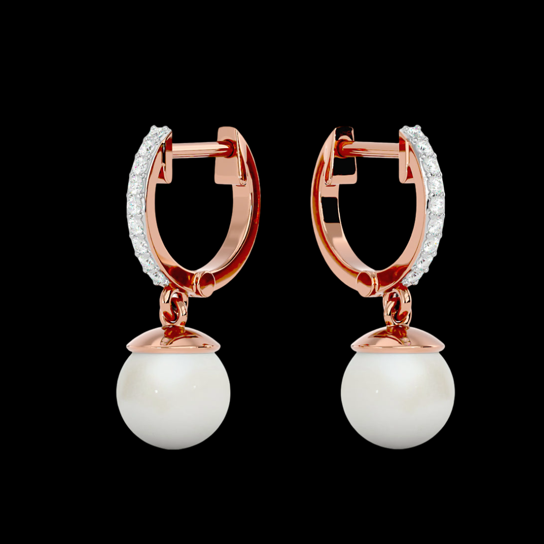 Round Cut VVS Moissanite Diamond Hook Pearl Beautiful Women's Errings
