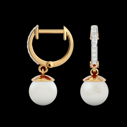 Round Cut VVS Moissanite Diamond Hook Pearl Beautiful Women's Errings