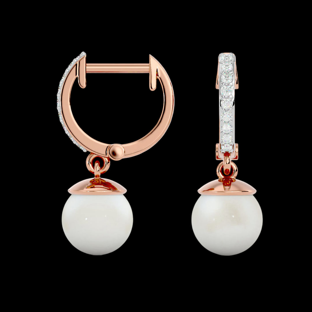 Round Cut VVS Moissanite Diamond Hook Pearl Beautiful Women's Errings