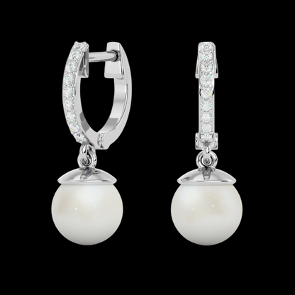 Round Cut VVS Moissanite Diamond Hook Pearl Beautiful Women's Errings