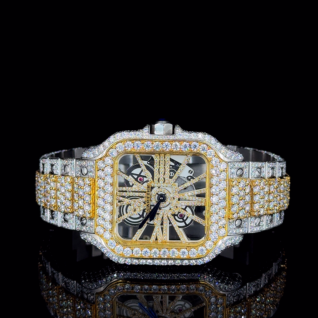 Cartier Two-Tone with Skeleton Dial Moissanite Diamond Watch