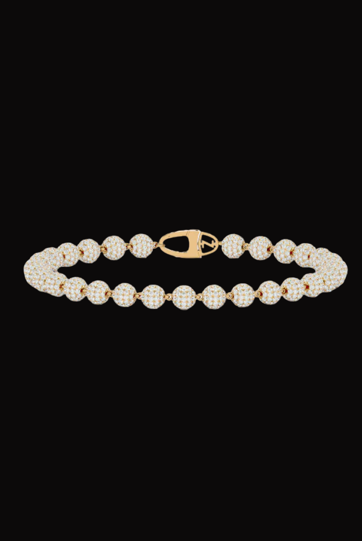 Round Iced Pearl Link Moissanite VVS Diamond Bracelet