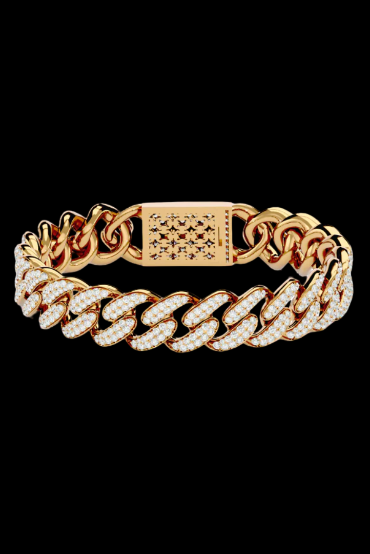 Round Cuban Miami Link Iced Out Moissanite VVS Diamond Bracelet