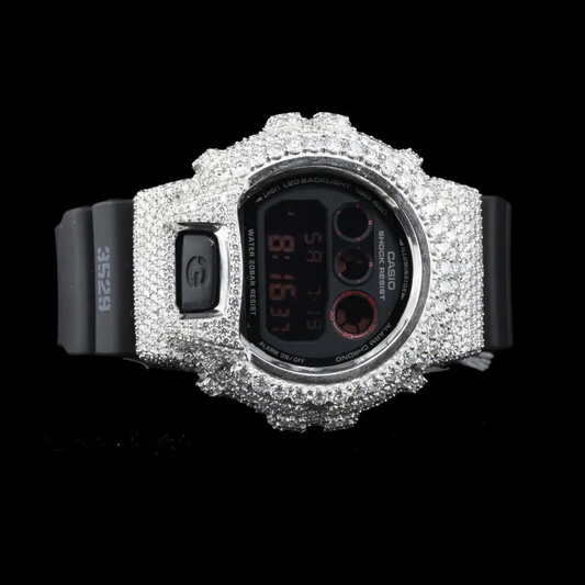 Custom iced-out G-Shock with full white case moissanite diamond watch.