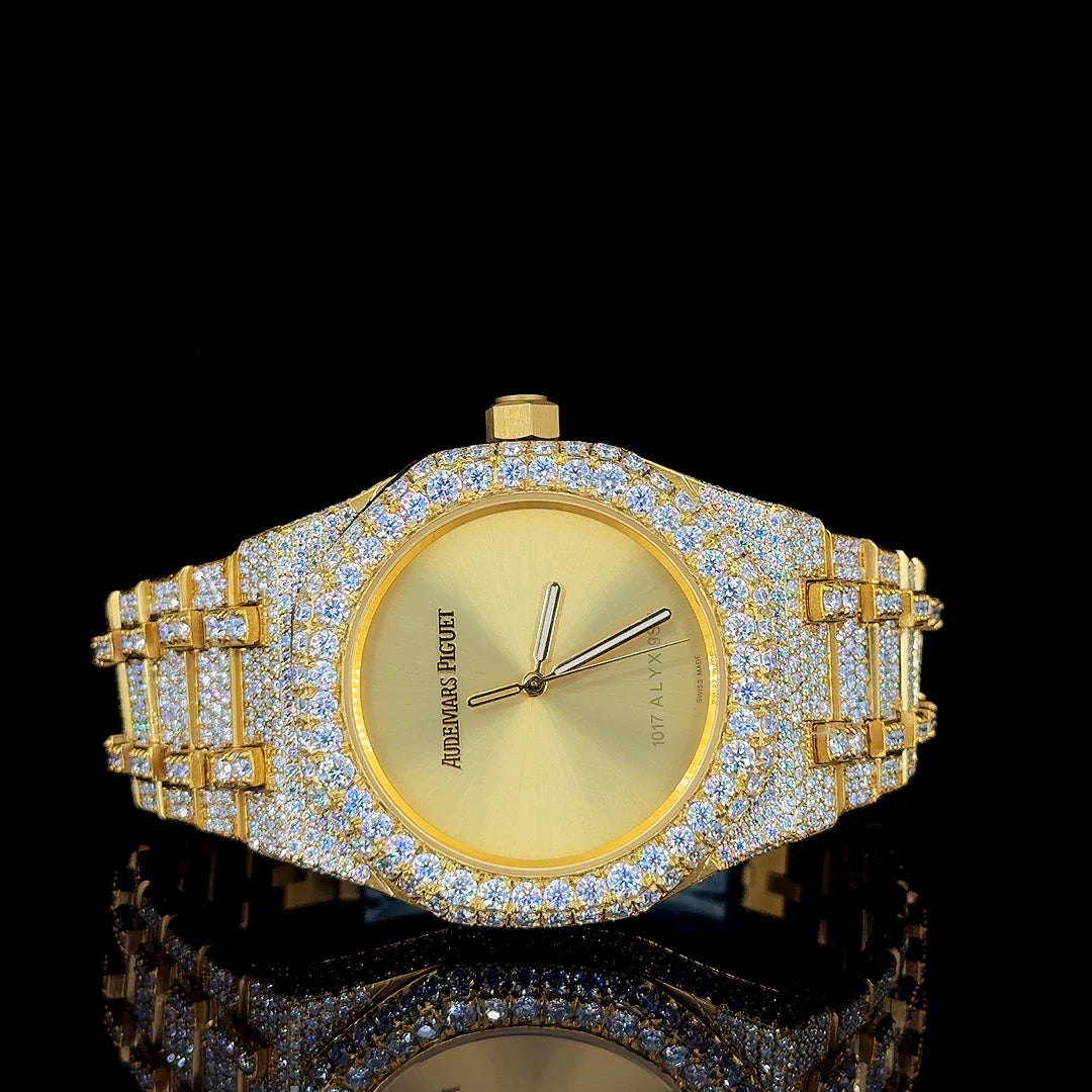 Audemars Piguet Two-Tone Full Gold Dial Moissanite Diamond Luxury Watch