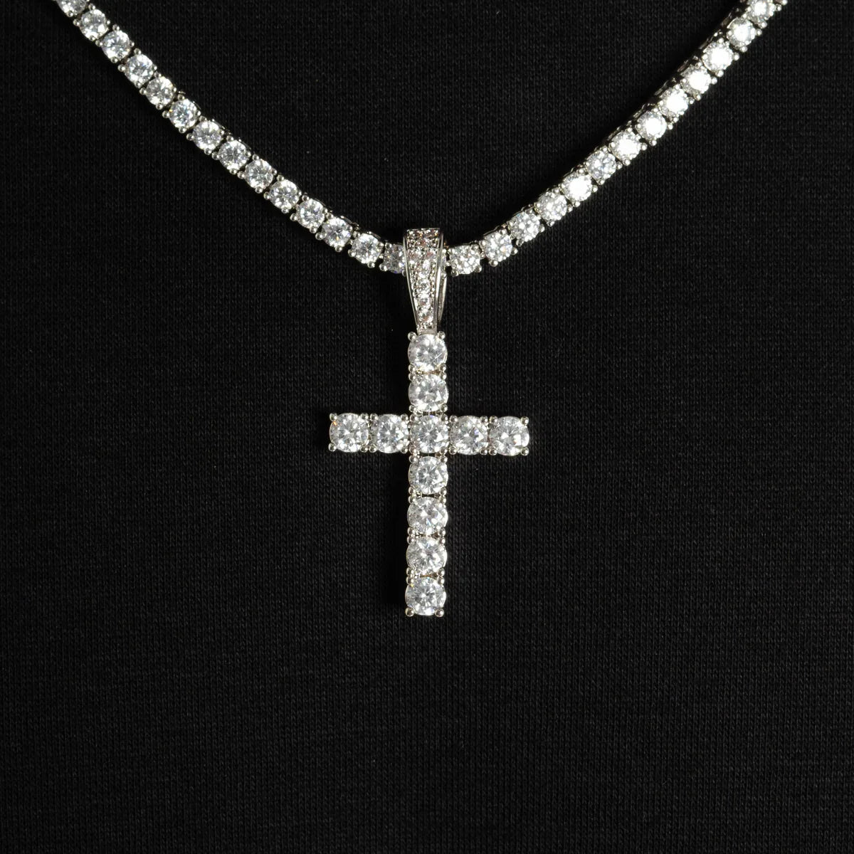 Iced Out Moissanite VVS Diamond Cross Pendant