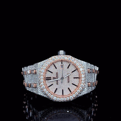 AP Rose Gold Two-Tone with Stick Dial Moissanite Diamond Watch