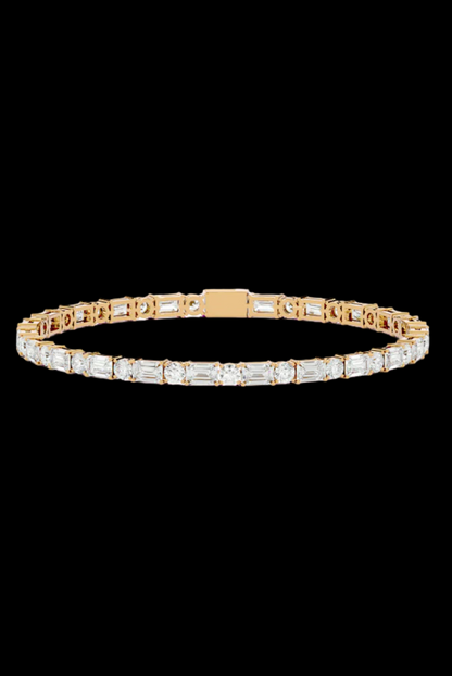 Tennis 1 CT VVS Moissanite Emerald & Round Cut Diamond Mixed Cut Unique Bracelet