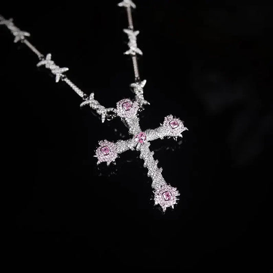 Moissanite VVS Diamond Sterling Silver Luxury Custom Design Cross Chain Pendant