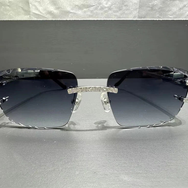 Luxury Handmade Setting and Pass Diamond Tester VVS Moissanite Diamond Sunglasses for Men Women