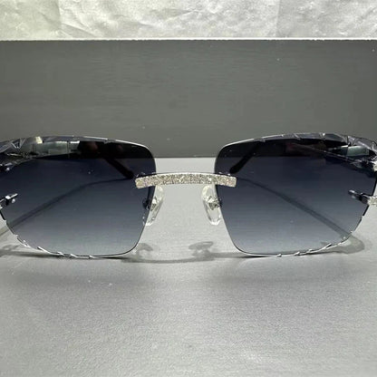 Luxury Handmade Setting and Pass Diamond Tester VVS Moissanite Diamond Sunglasses for Men Women