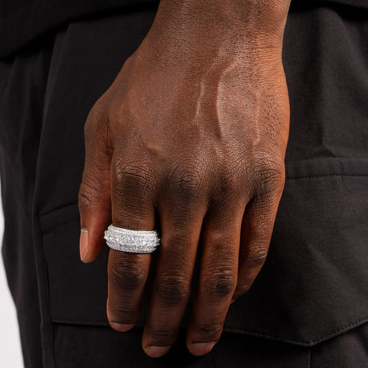MOISSANITE VVS 0.15 CT ROUND DIAMOND ETERNITY UNISEX ICED OUT RING