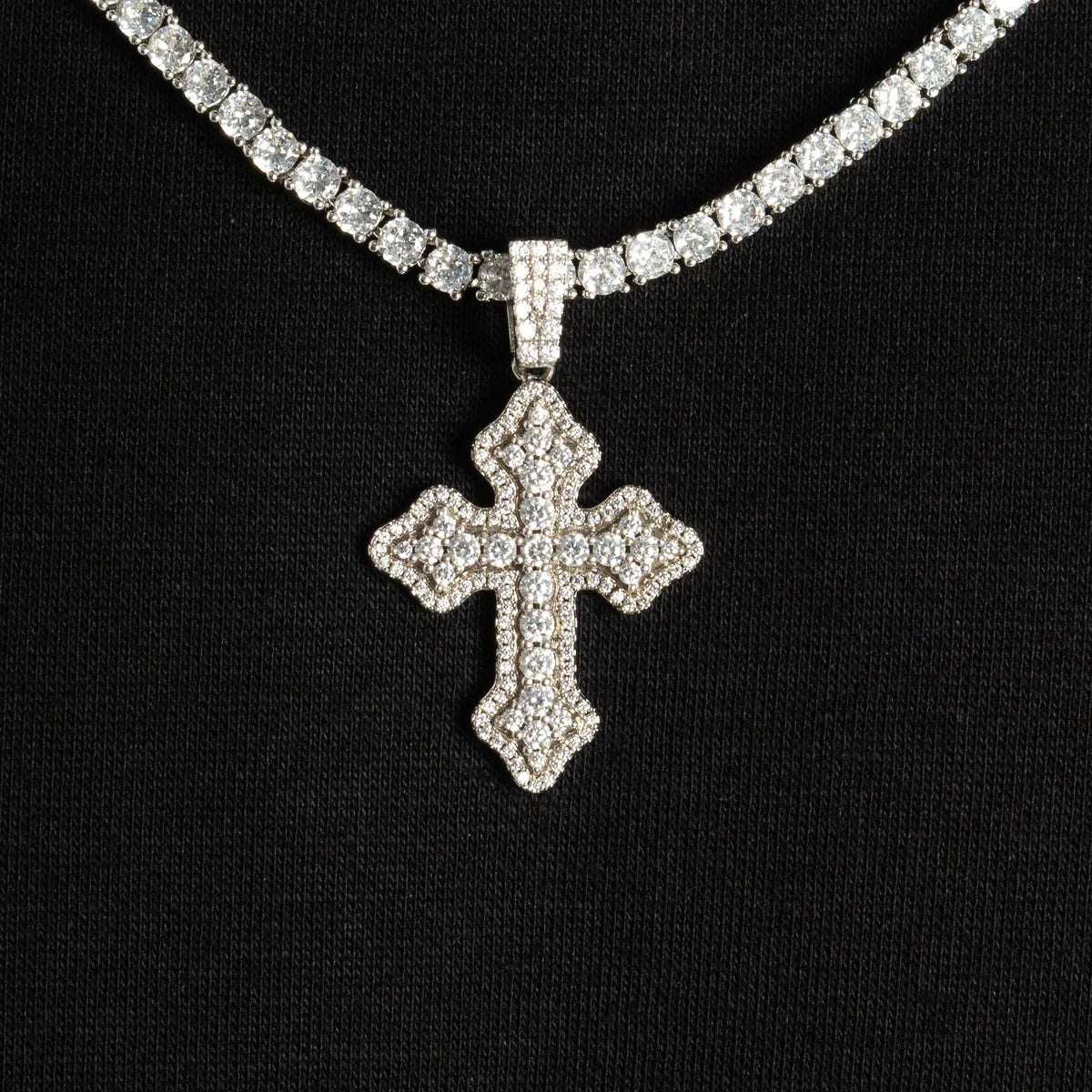 Iced Out Moissanite VVS Diamonds Studded Design Cross Pendant