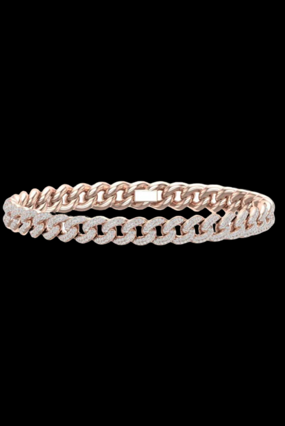 Cuban Link Round Moissanite VVS Diamond Bracelet