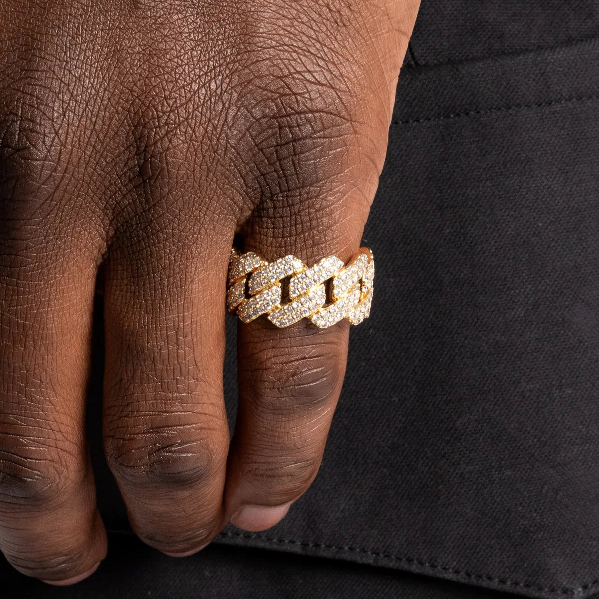 Moissanite Diamond Cuban Link Design Eternity Diamond Rings