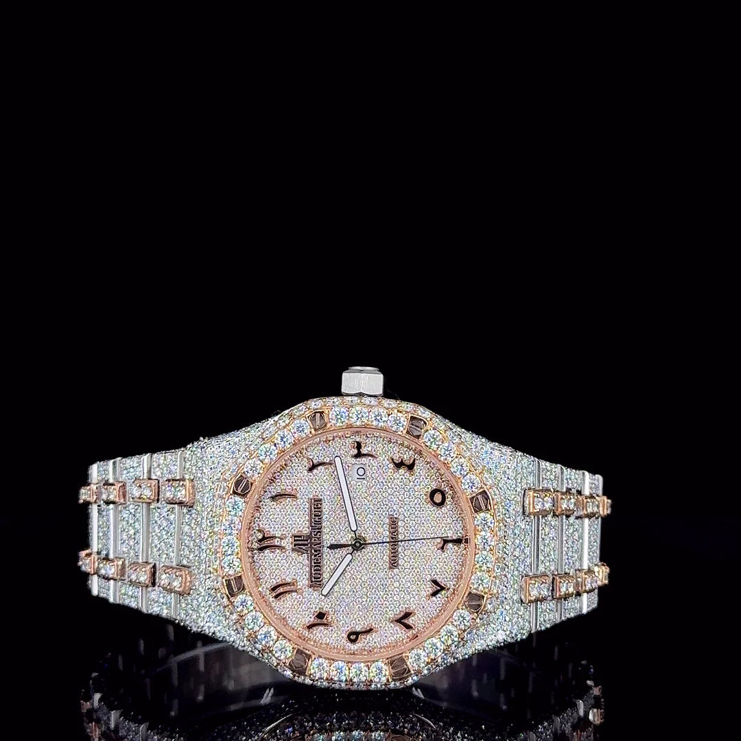 AP Luxury Rose White with Arabic Dial Moissanite Diamond Watch