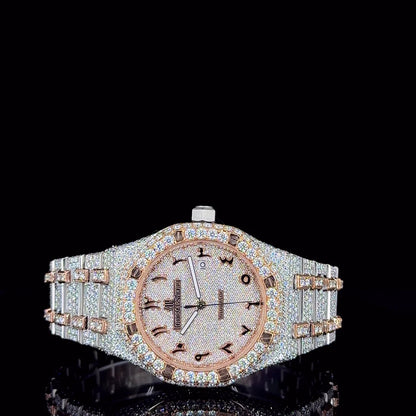 AP Luxury Rose White with Arabic Dial Moissanite Diamond Watch