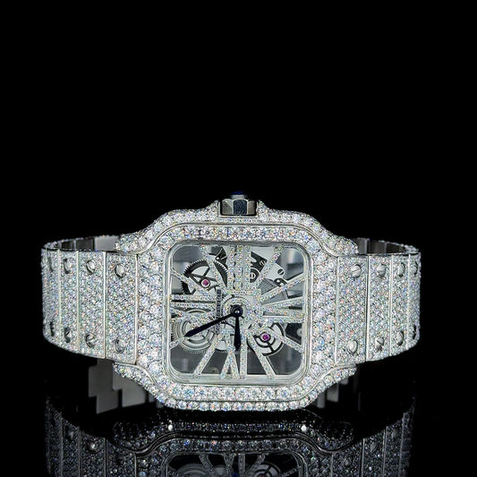 Cartier Full White with Skeleton Dial Moissanite Diamond Watch