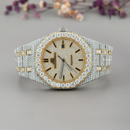 AP Gold Fully Iced-Out Moissanite Diamond Watch