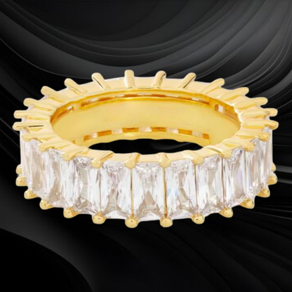 Luxury Iced Out Emerald Moissanite VVS Diamond Eternity Ring