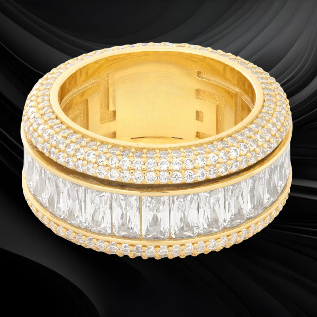 Luxury Moissanite VVS Diamond Emerald Shape Iced Ring