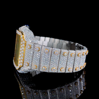 Luxury Cartier Two-Tone Silver and Gold Watch with Green Arabic Dial