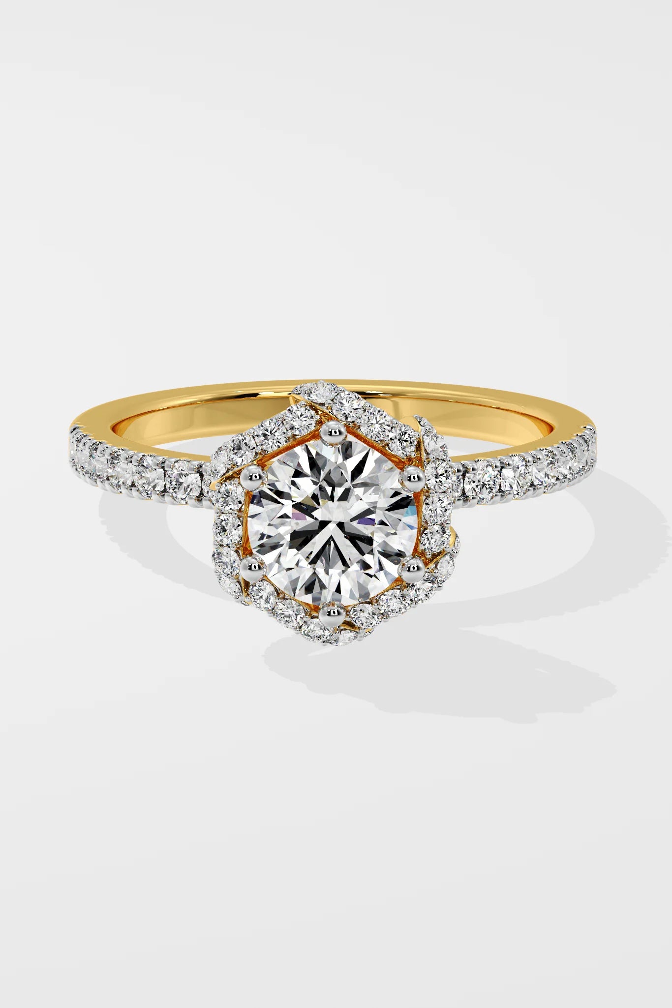 Round 1.5 CT Lab Grown Diamond Crown Diamond Band Solitaire Wedding Ring